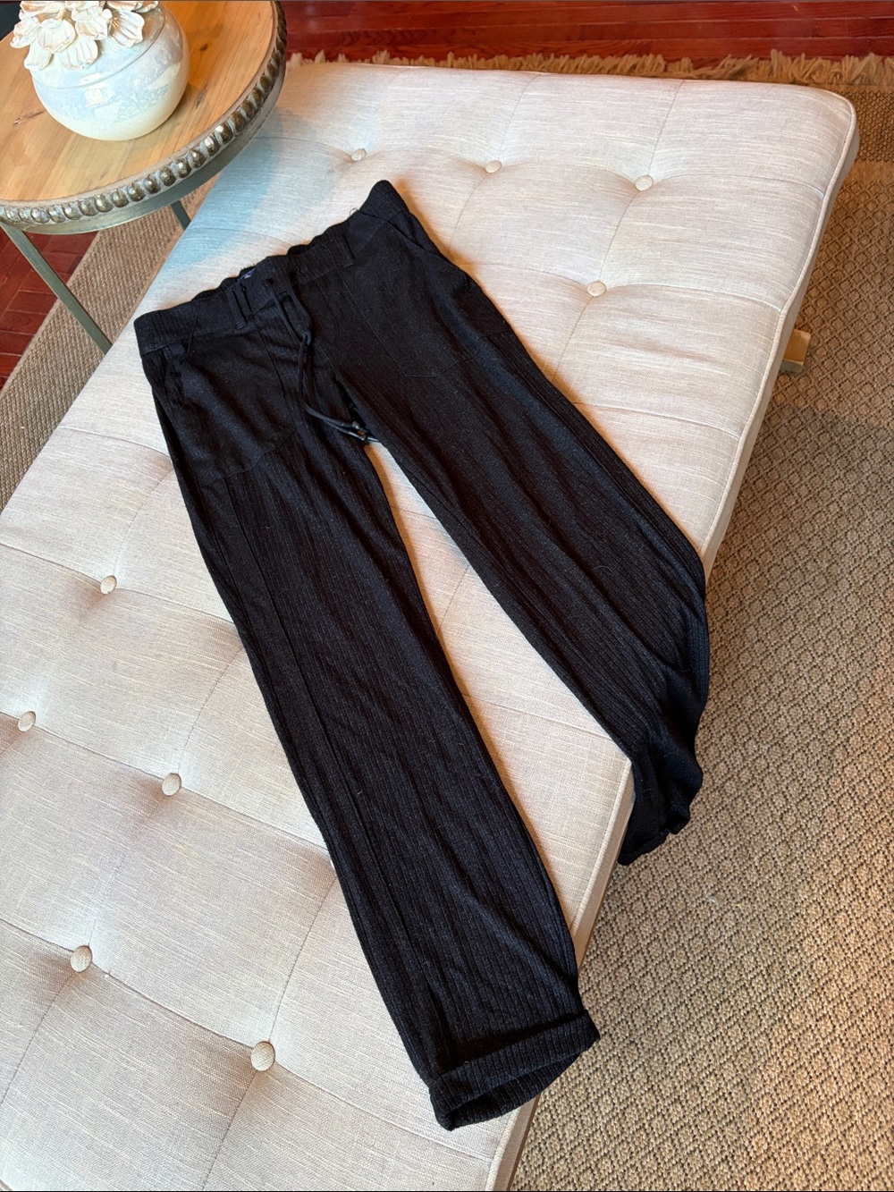 Democracy Grey Ribbed Knit Trouser Sweats High Rise Size Small